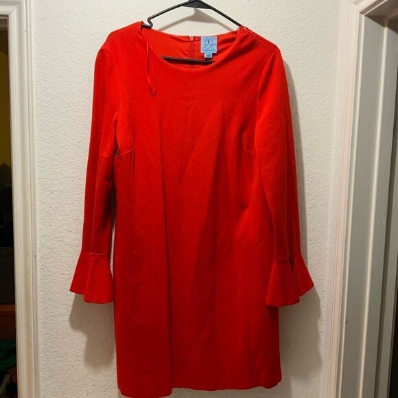Nordstrom CeCe Orange Bell Sleeve Dress Size L - Picture 2 of 9